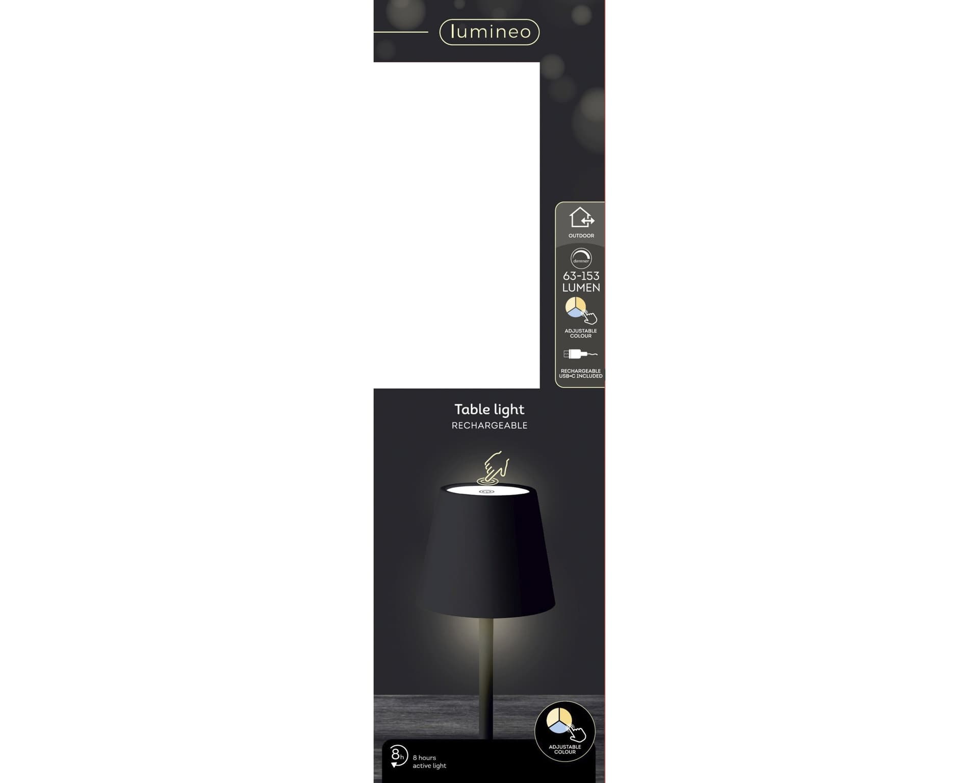 Tafellamp Lumineo led oplaadbaar steady buiten zwart 3