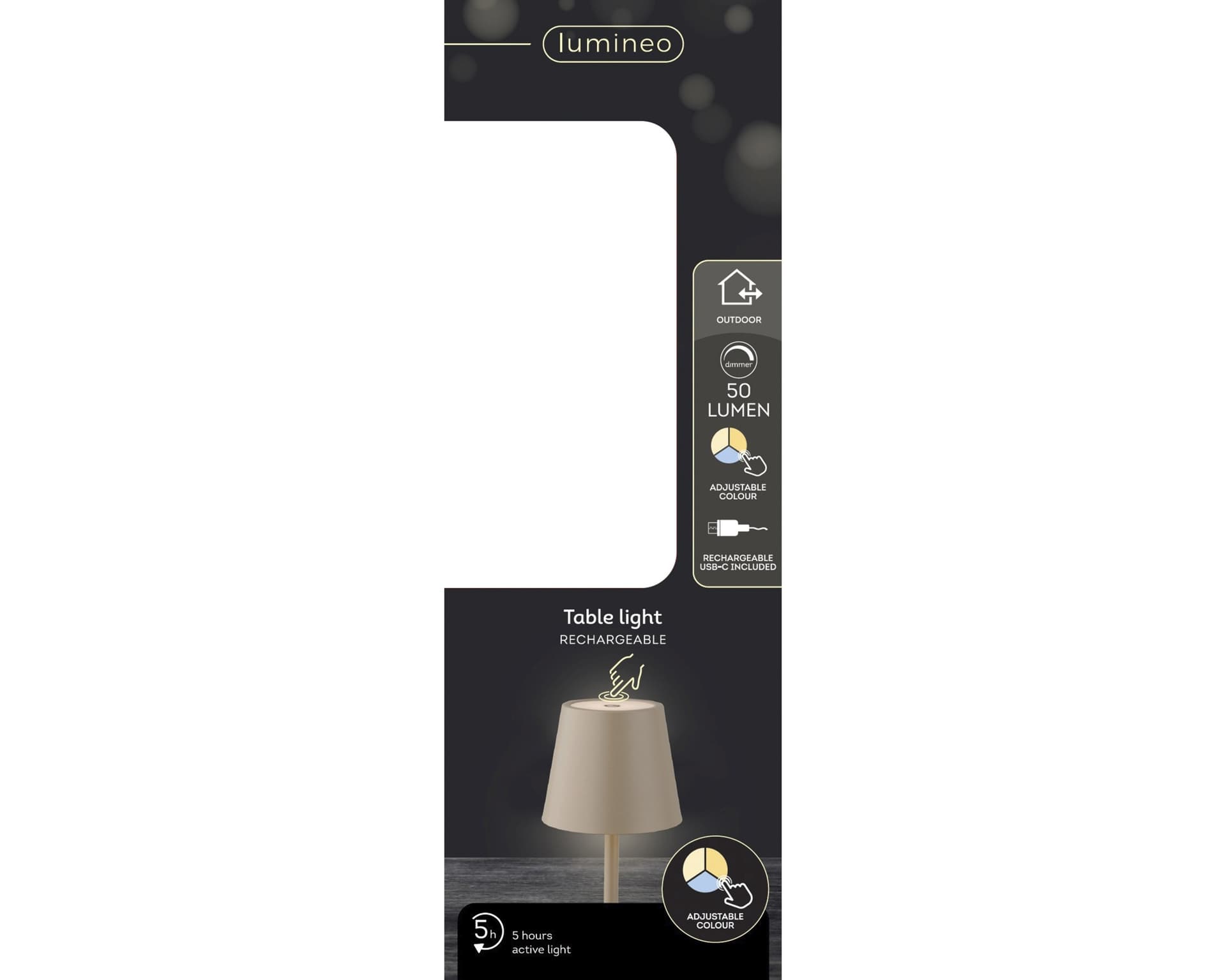 Tafellamp Lumineo led oplaadbaar steady binnen bruin 2