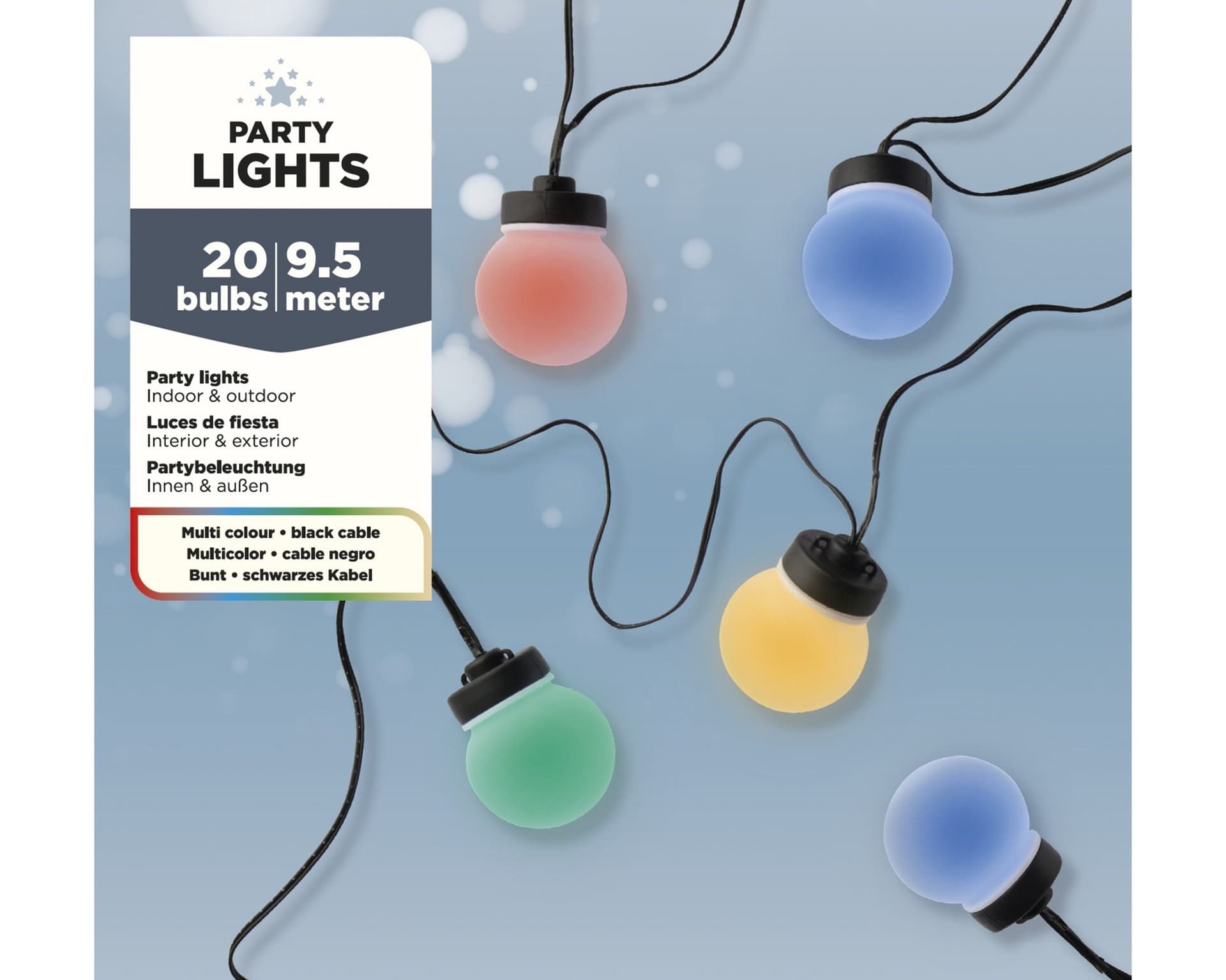 Partylight Lumineo led outdoor 20 bollen 950cm assorti