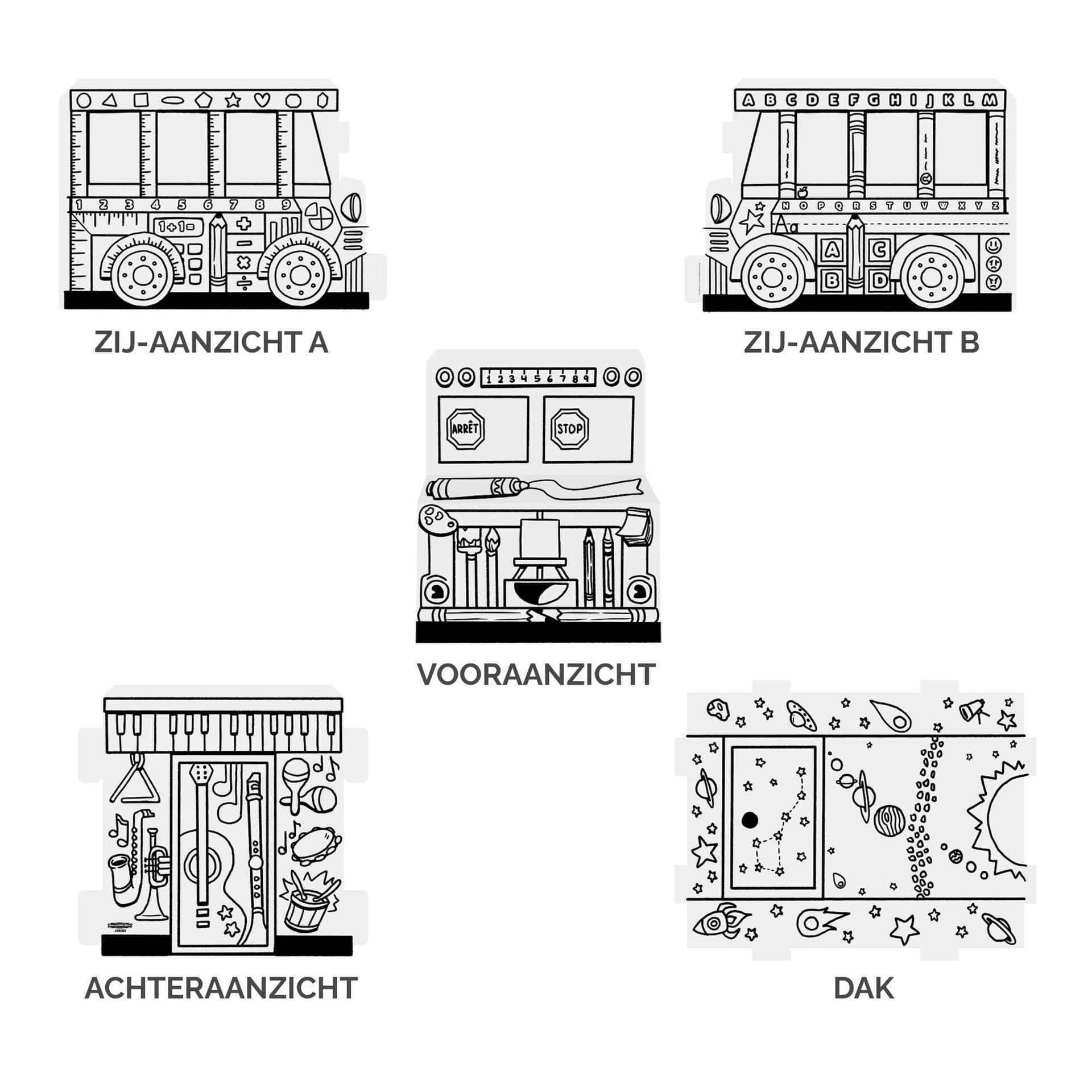 Kartonnen Speelbus Bankers Box Play inkleurbaar 4
