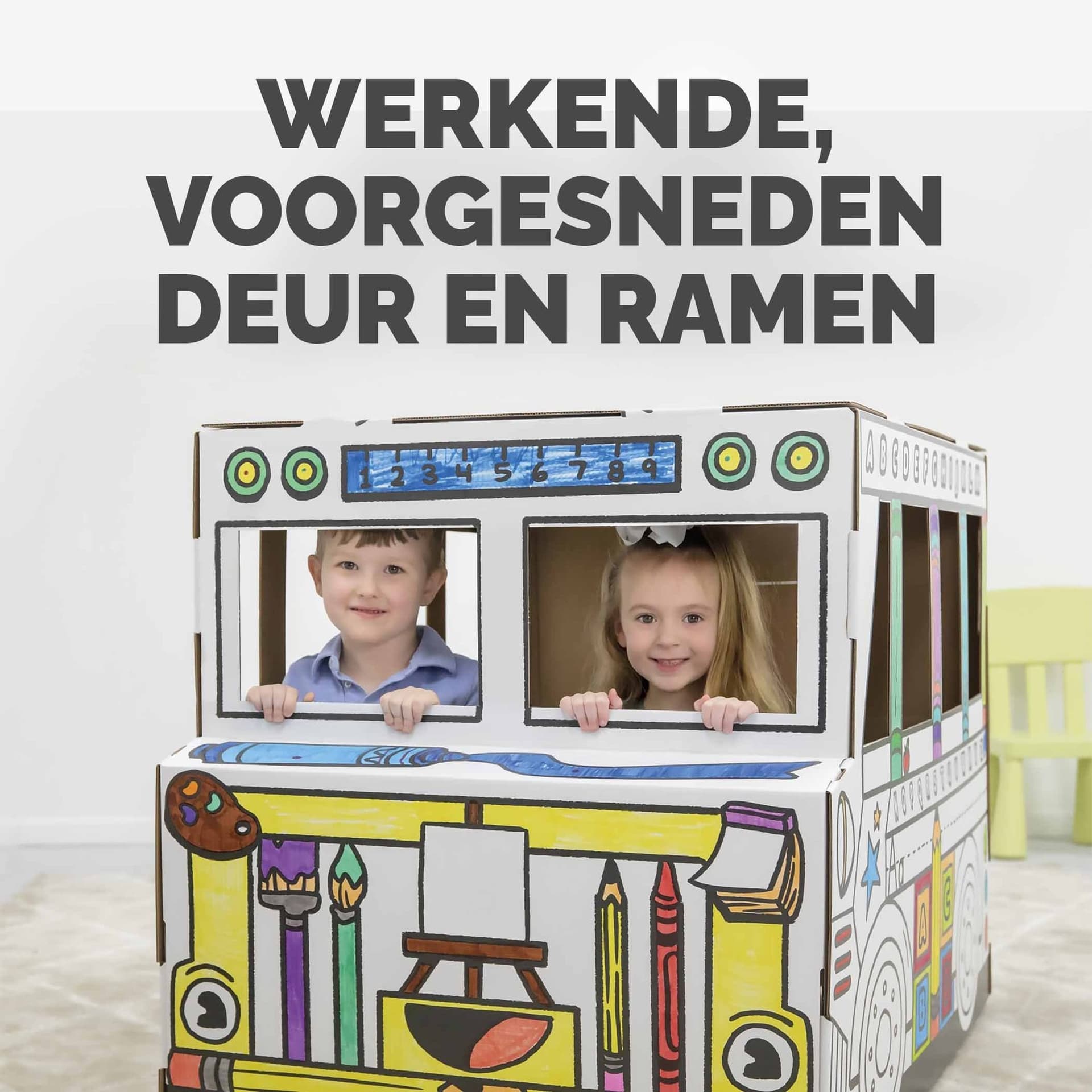 Kartonnen Speelbus Bankers Box Play inkleurbaar 7