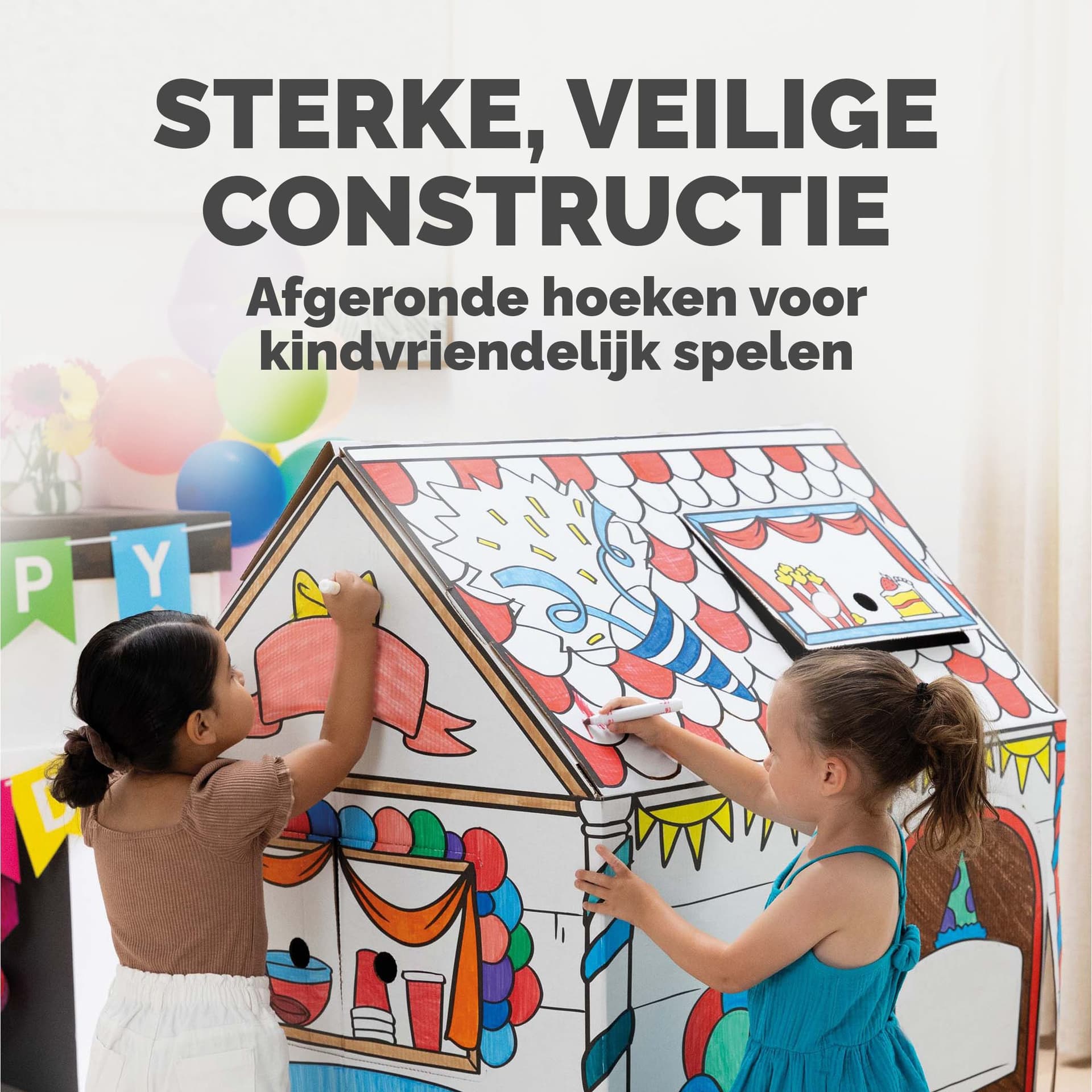 Kartonnen speelhuis XL Verjaardag Bankers Box Play inkleurbaar 5