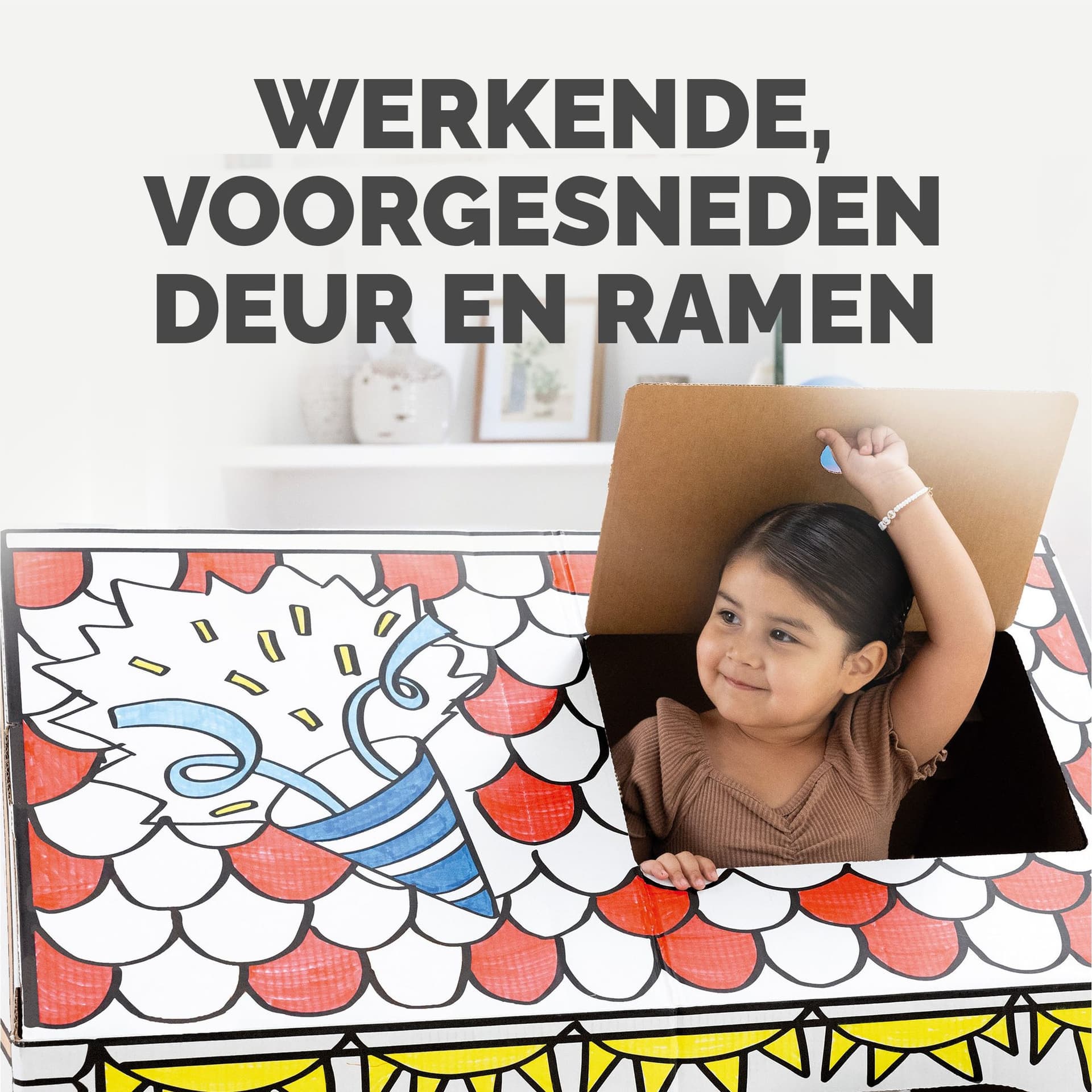 Kartonnen speelhuis XL Verjaardag Bankers Box Play inkleurbaar 6