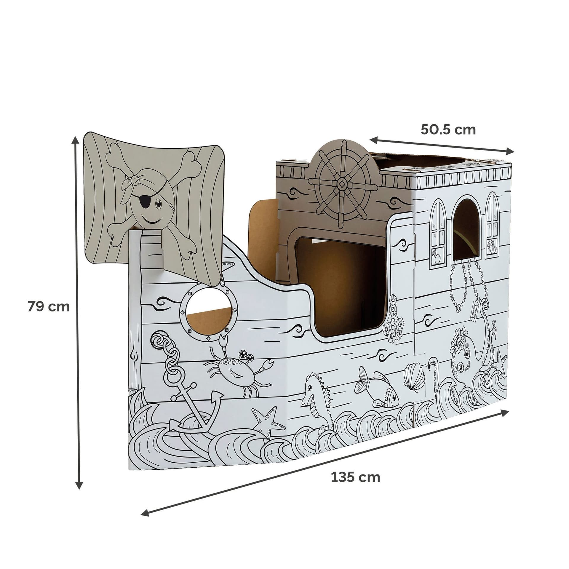 Kartonnen Piratenschip XL Bankers Box Play inkleurbaar 2