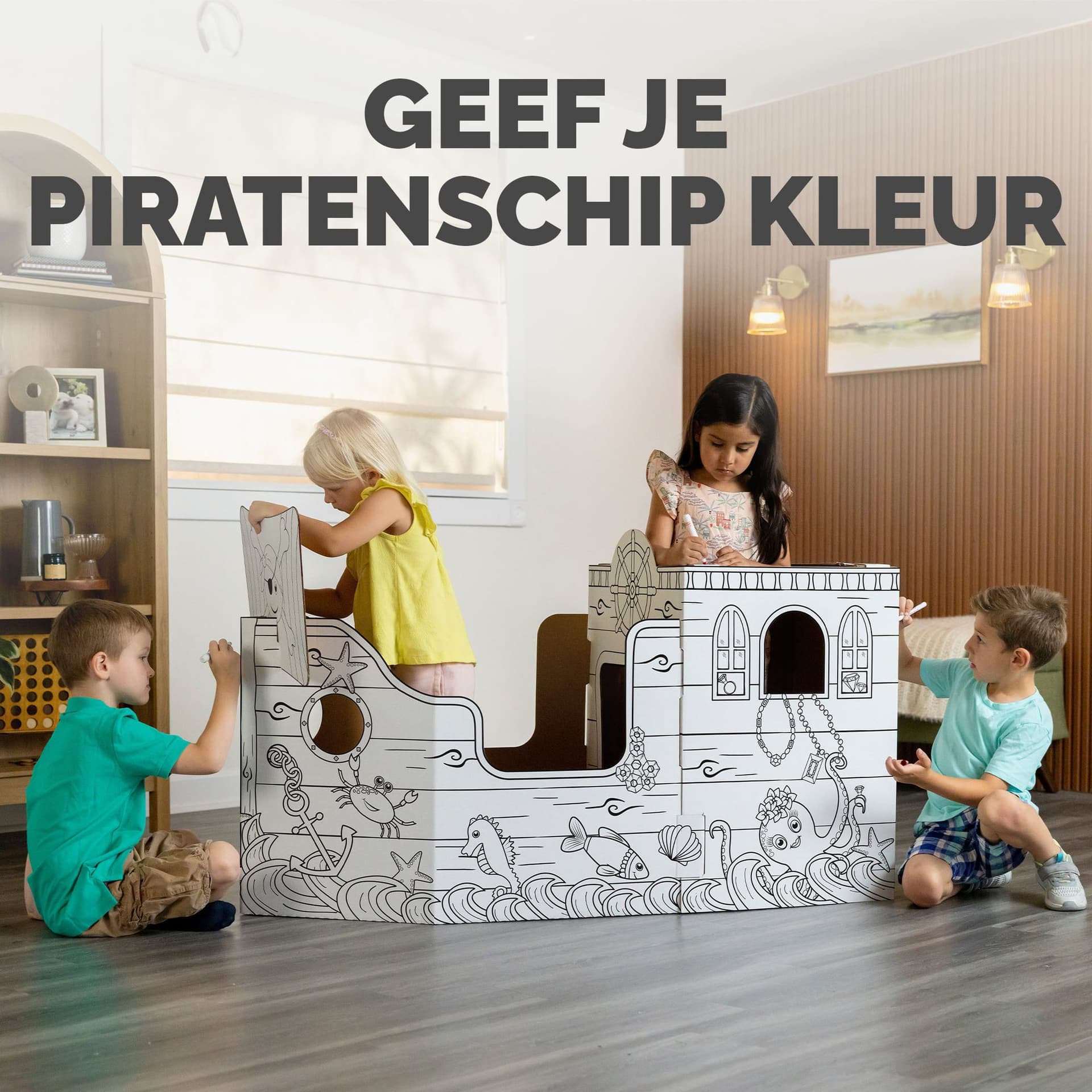 Kartonnen Piratenschip XL Bankers Box Play inkleurbaar 4