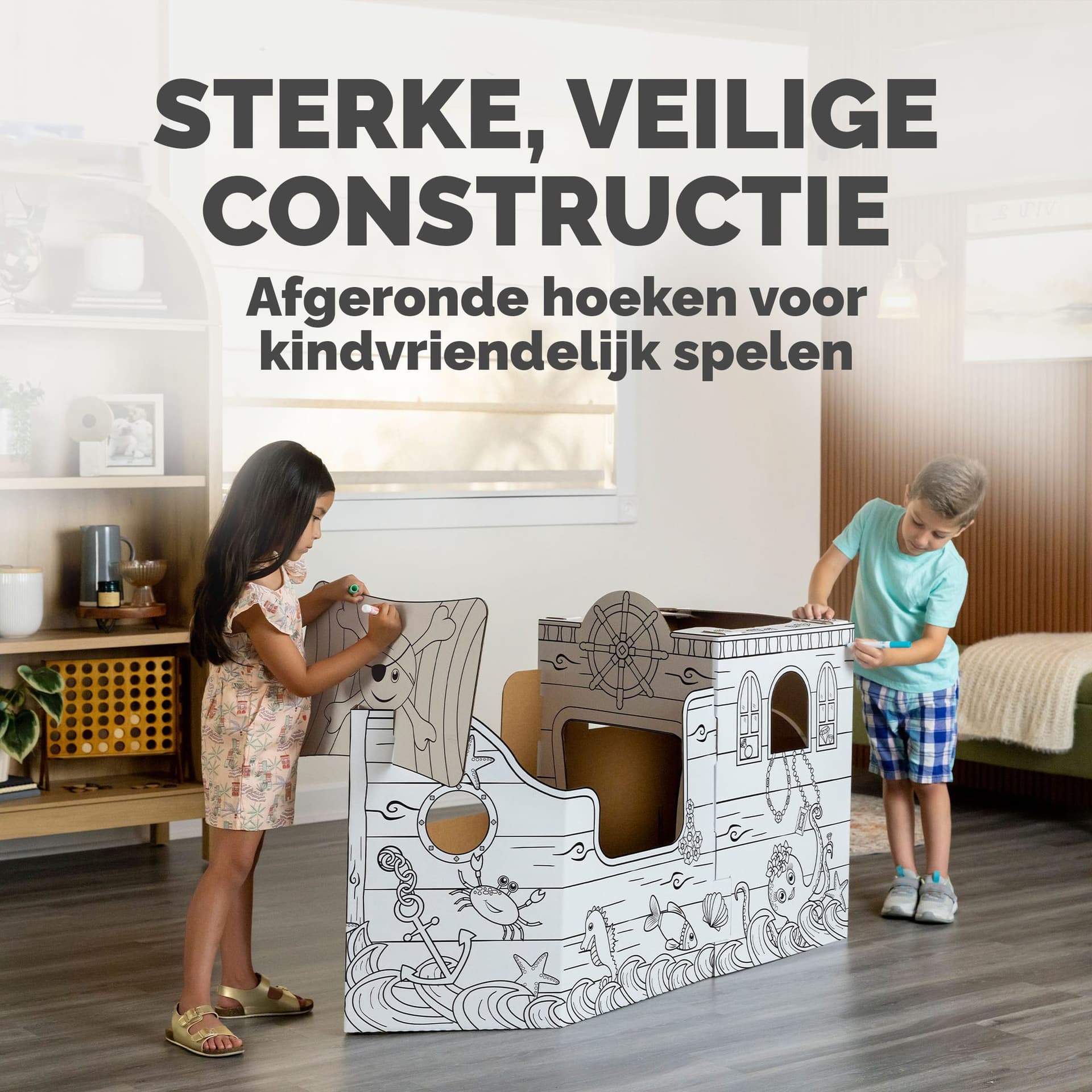 Kartonnen Piratenschip XL Bankers Box Play inkleurbaar 5