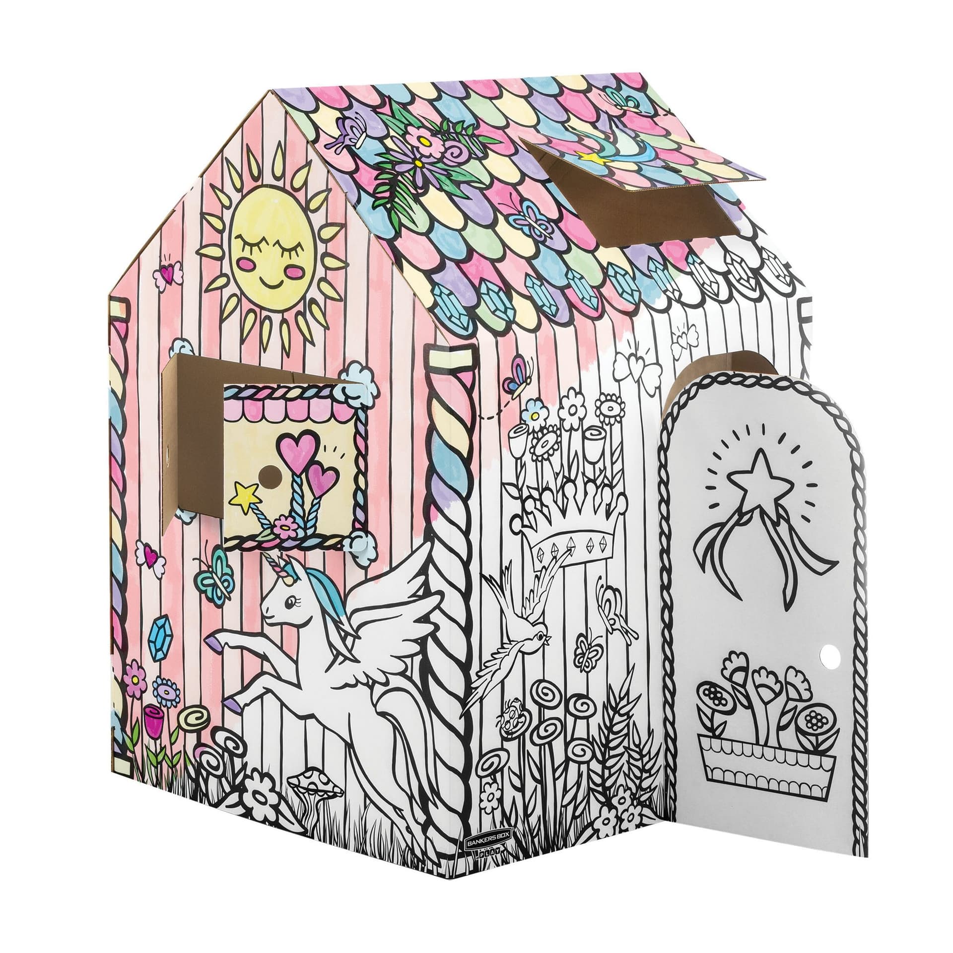 Kartonnen speelhuis XL Eenhoorn Bankers Box Play inkleurbaar