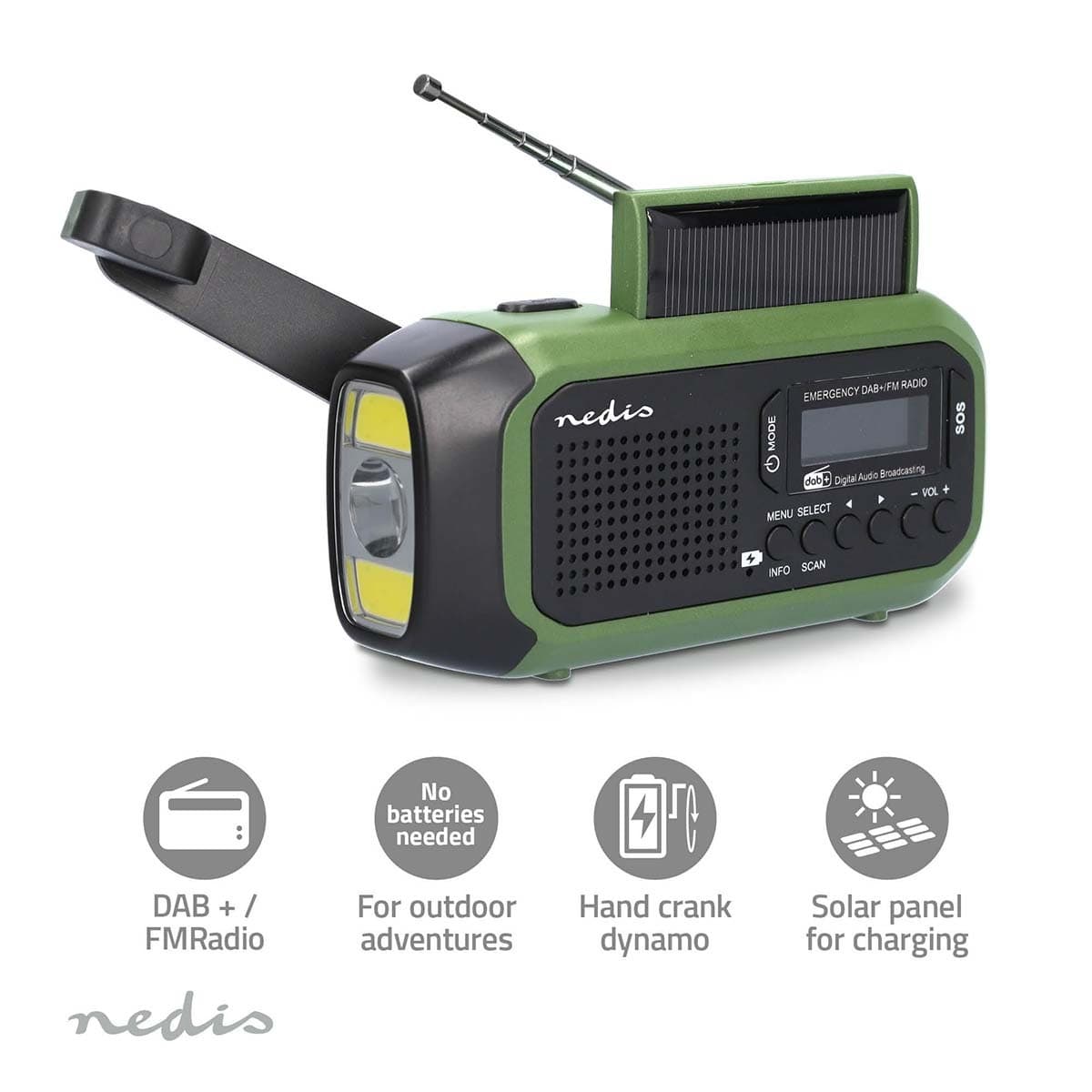 Noodradio Nedis DAB+ FM zonnepaneel 7