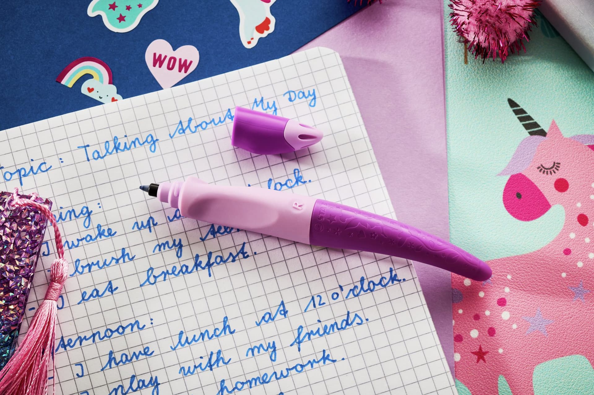 Rollerpen STABILO Easyoriginal linkshandig 3D DreamWorld medium roze 4