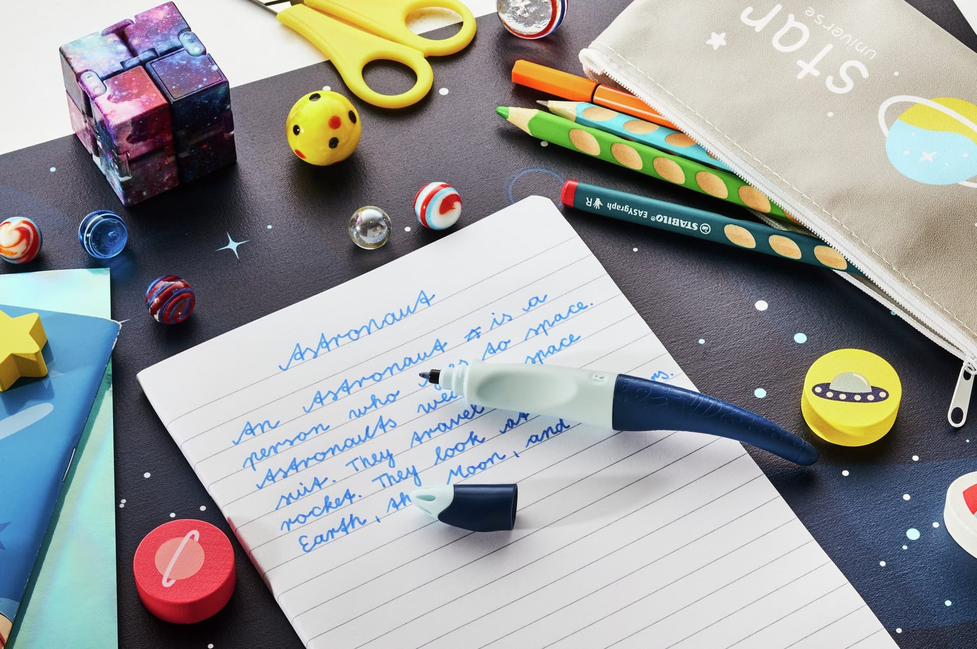 Rollerpen STABILO Easyoriginal rechtshandig 3D DreamWorld medium blauw 4
