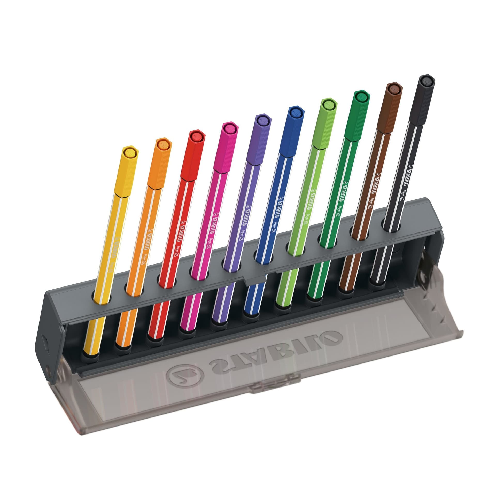 Viltstift STABILO Pen 68 medium clickset à 10 kleuren 2