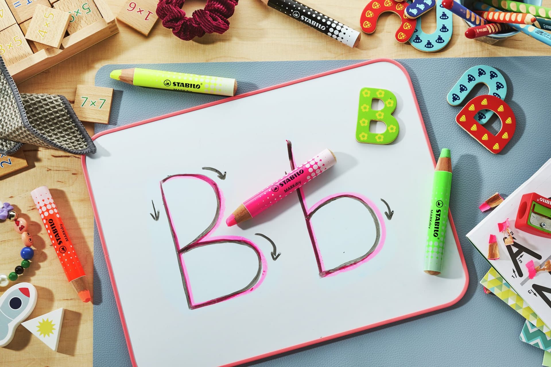 Whiteboardpotlood STABILO MARKdry etui à 4 neon kleuren 6