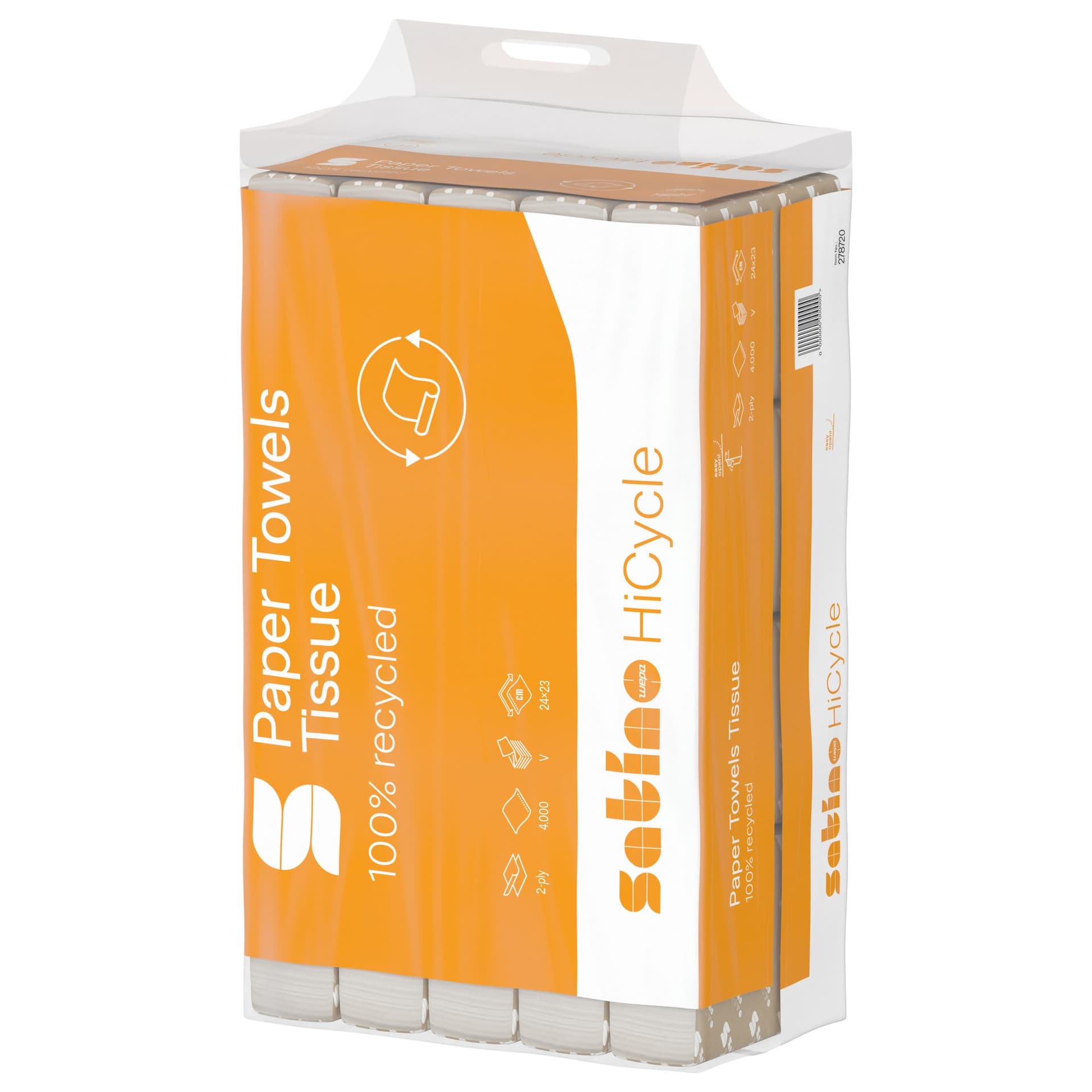 Handdoek Satino PT3 HiCycle v-vouw 2-laags 240x230mm 20x200 vel wit 278720 3