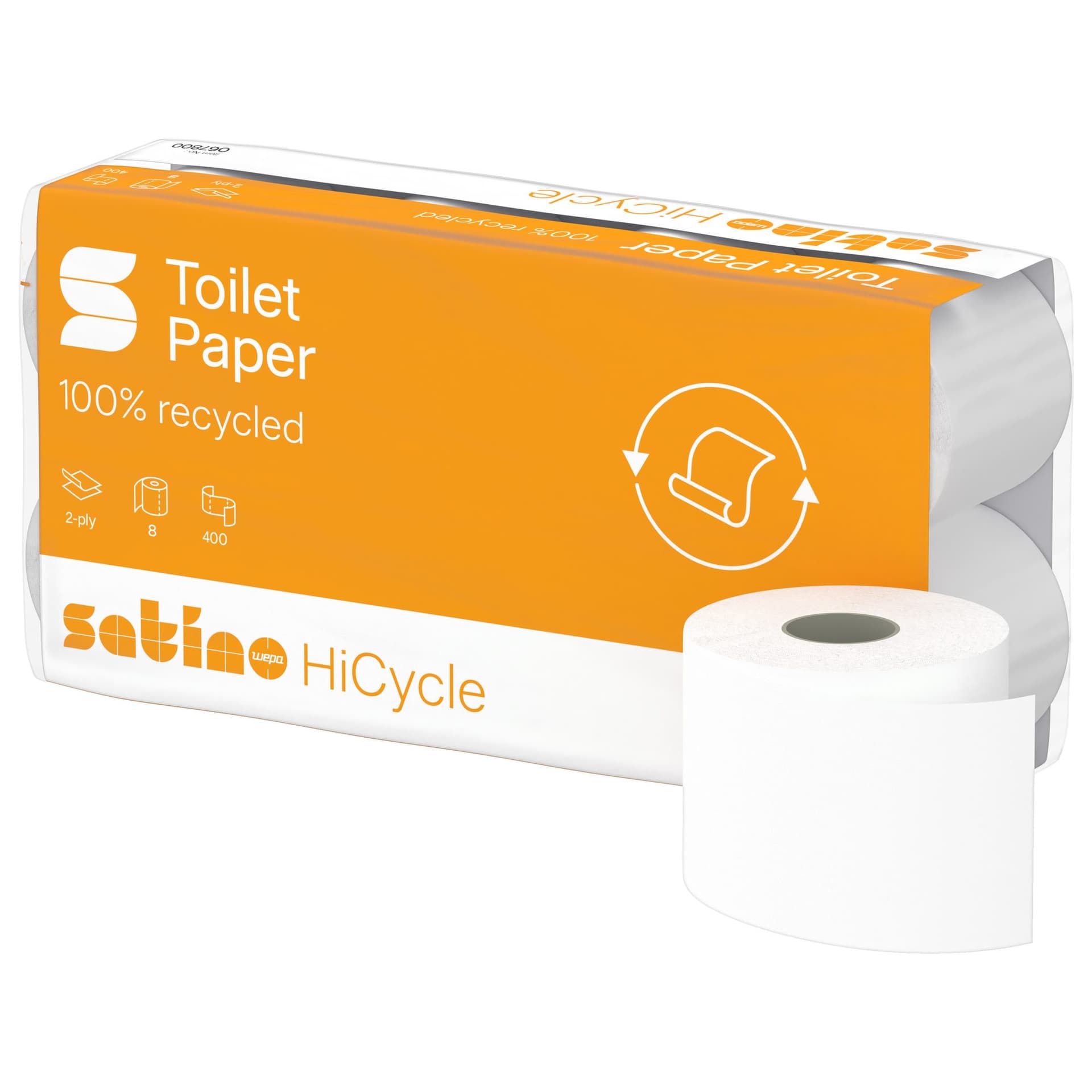 Toiletpapier Satino MT1 HiCycle 2-laags 8x400 vel wit 067800
