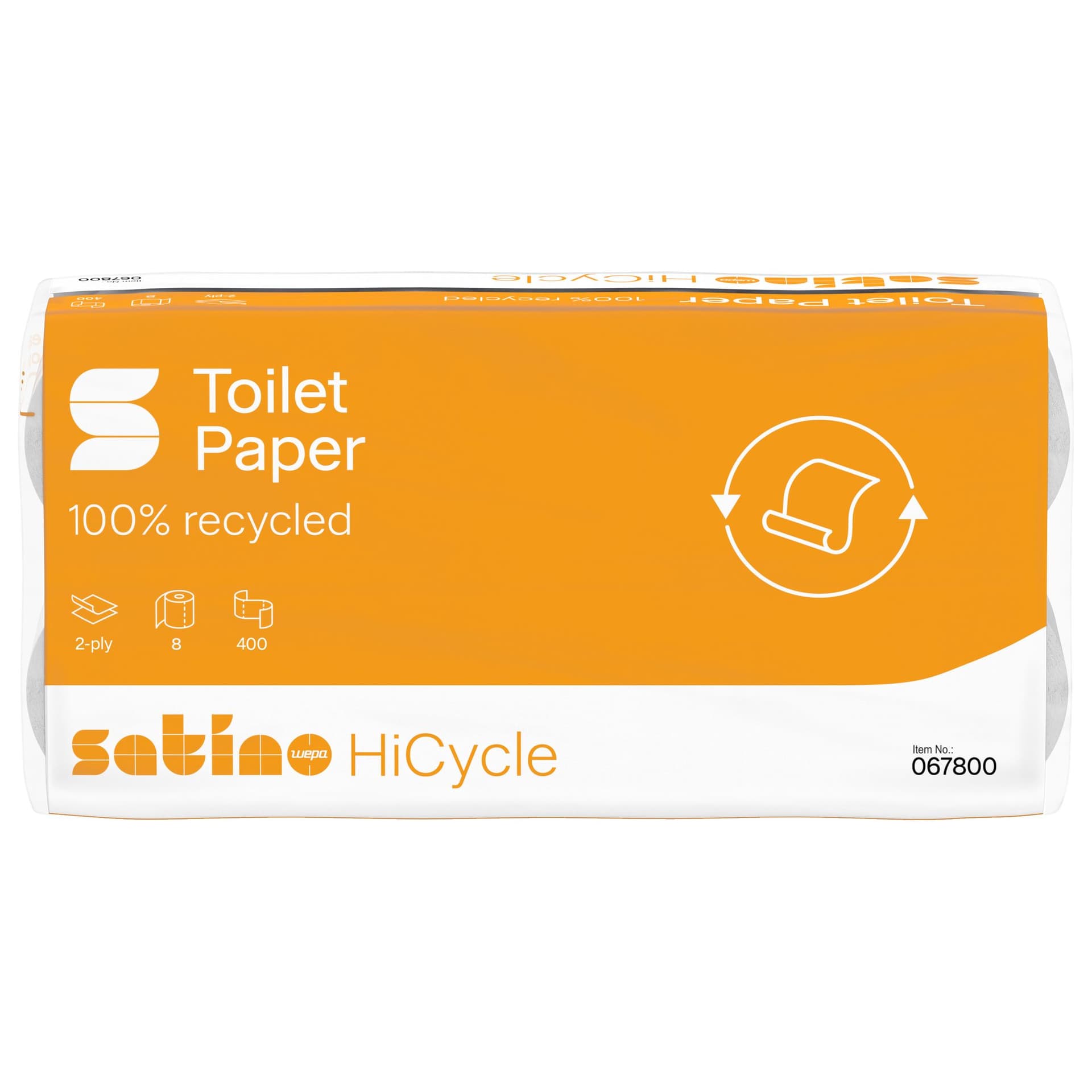 Toiletpapier Satino MT1 HiCycle 2-laags 8x400 vel wit 067800 2