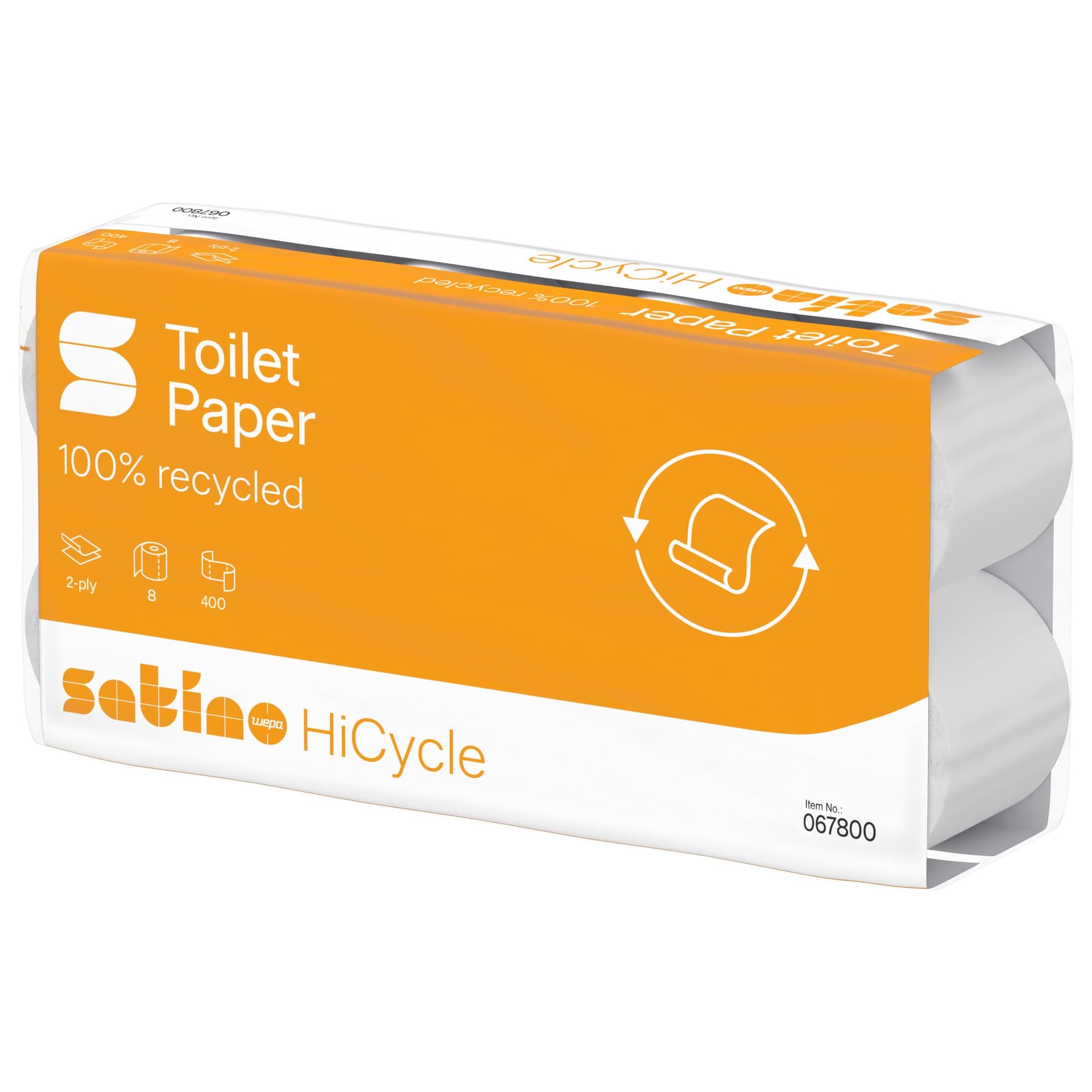 Toiletpapier Satino MT1 HiCycle 2-laags 8x400 vel wit 067800 3