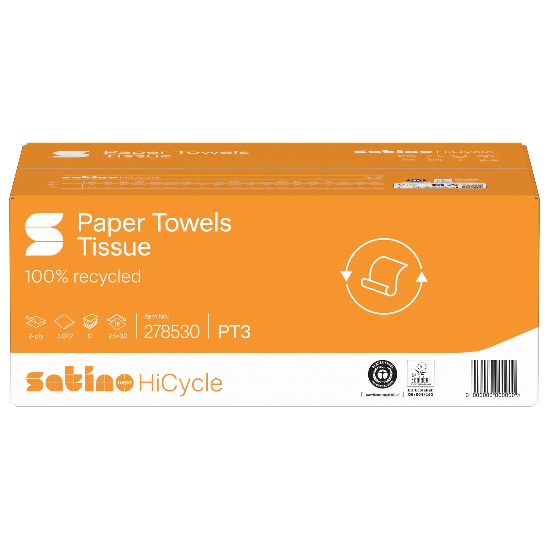 Handdoek Satino PT3 HiCycle c-vouw 2-laags 250x320mm 24x128 vel wit 278530 2