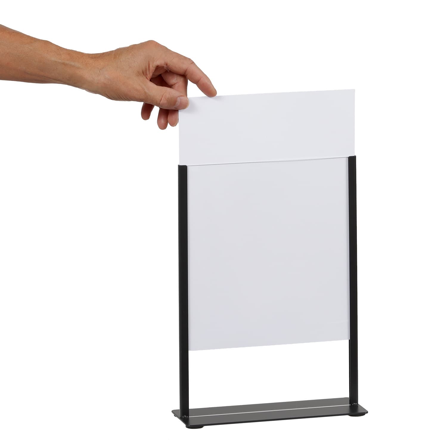 Kaarthouder Europel metaal met acryl bord A4 zwart 4