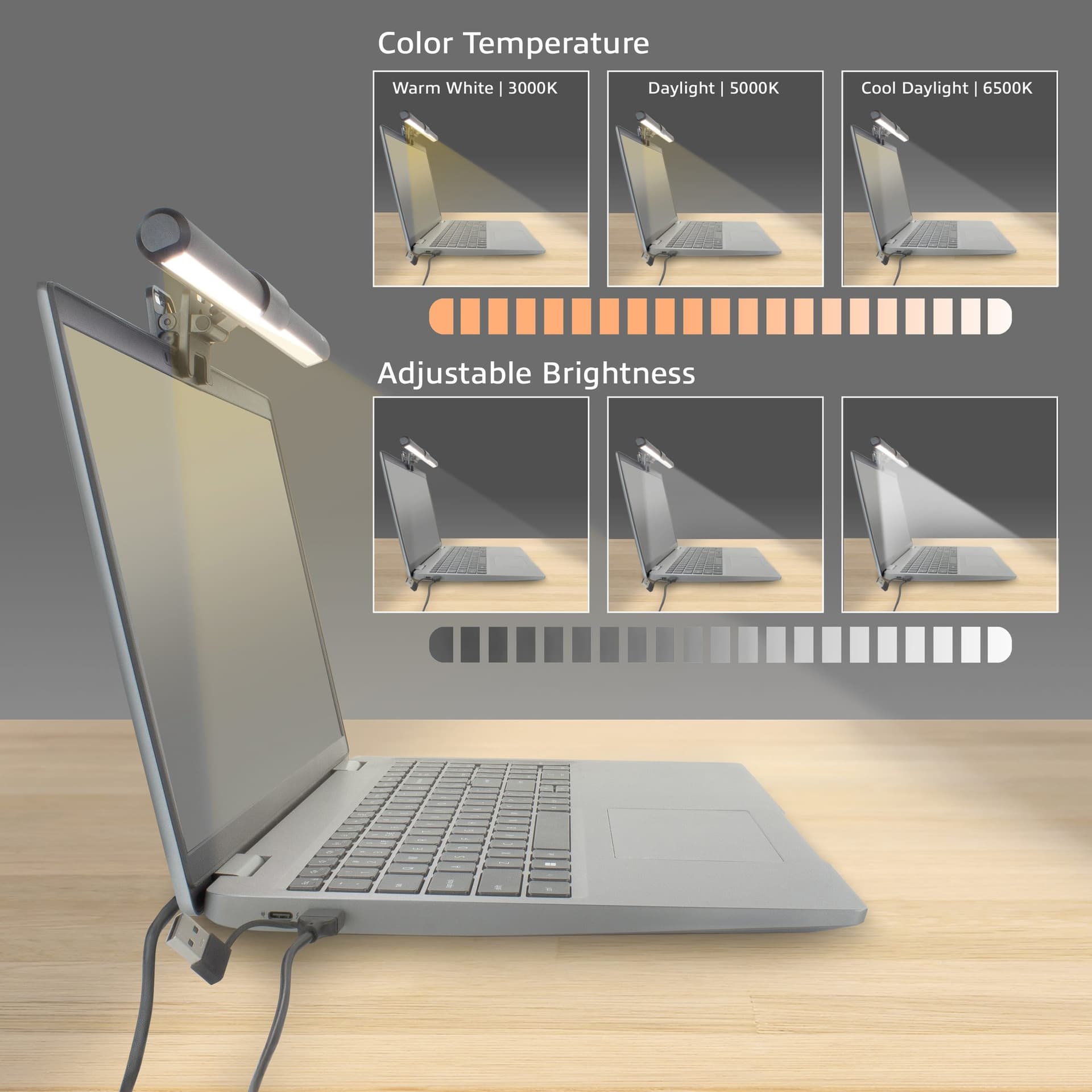 Laptoplamp ACT Clip-on led dimbaar USB 6
