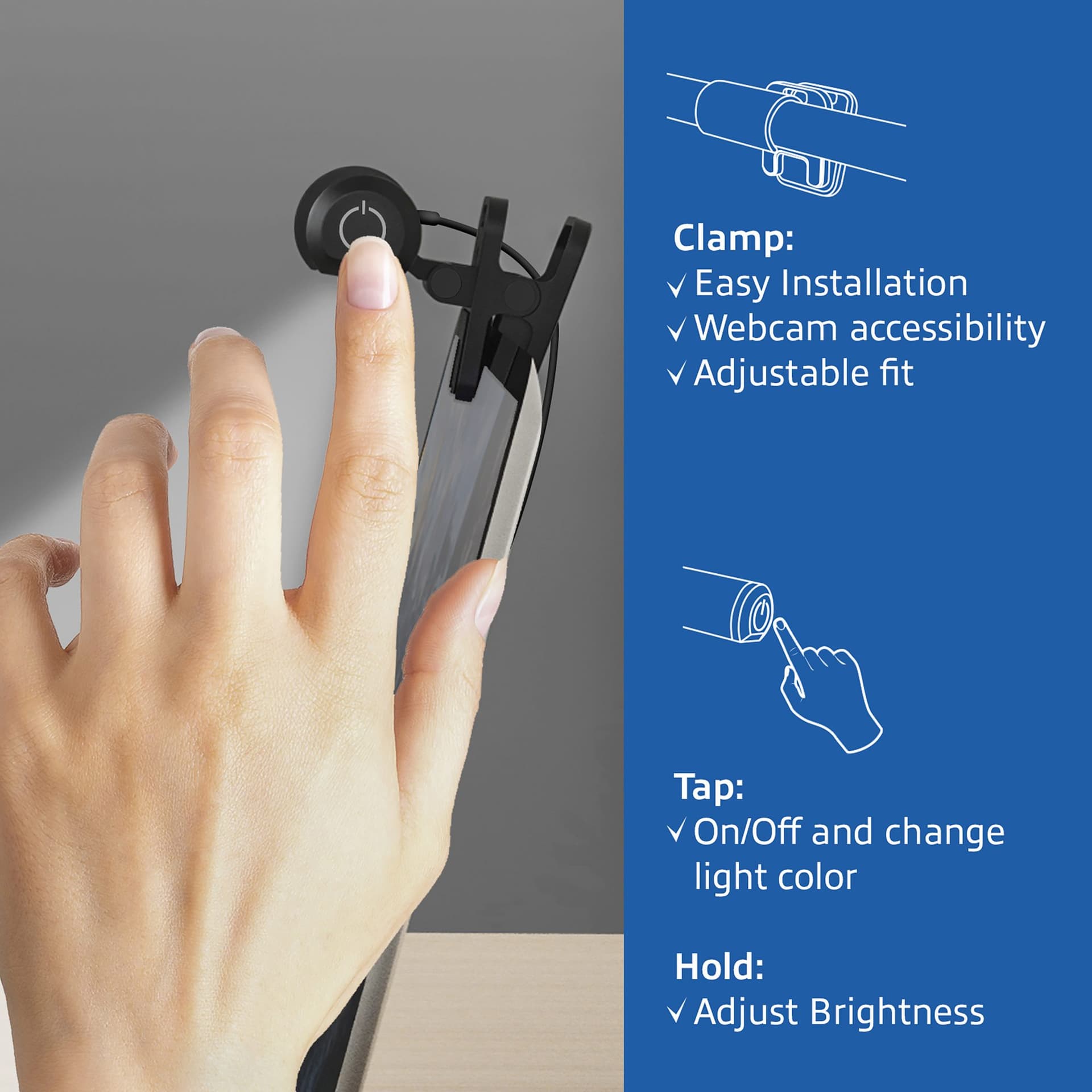 Laptoplamp ACT Clip-on led dimbaar USB 7