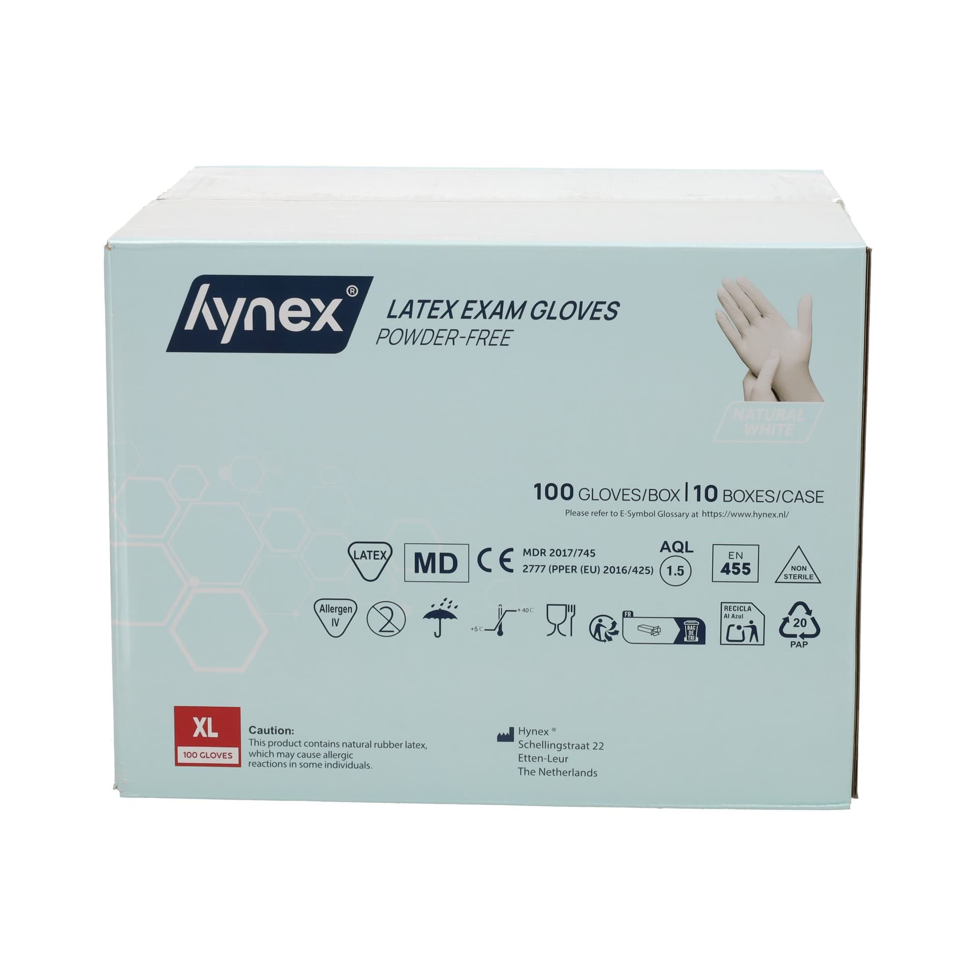 Handschoen Hynex latex XL wit 5gr 100 stuks 3