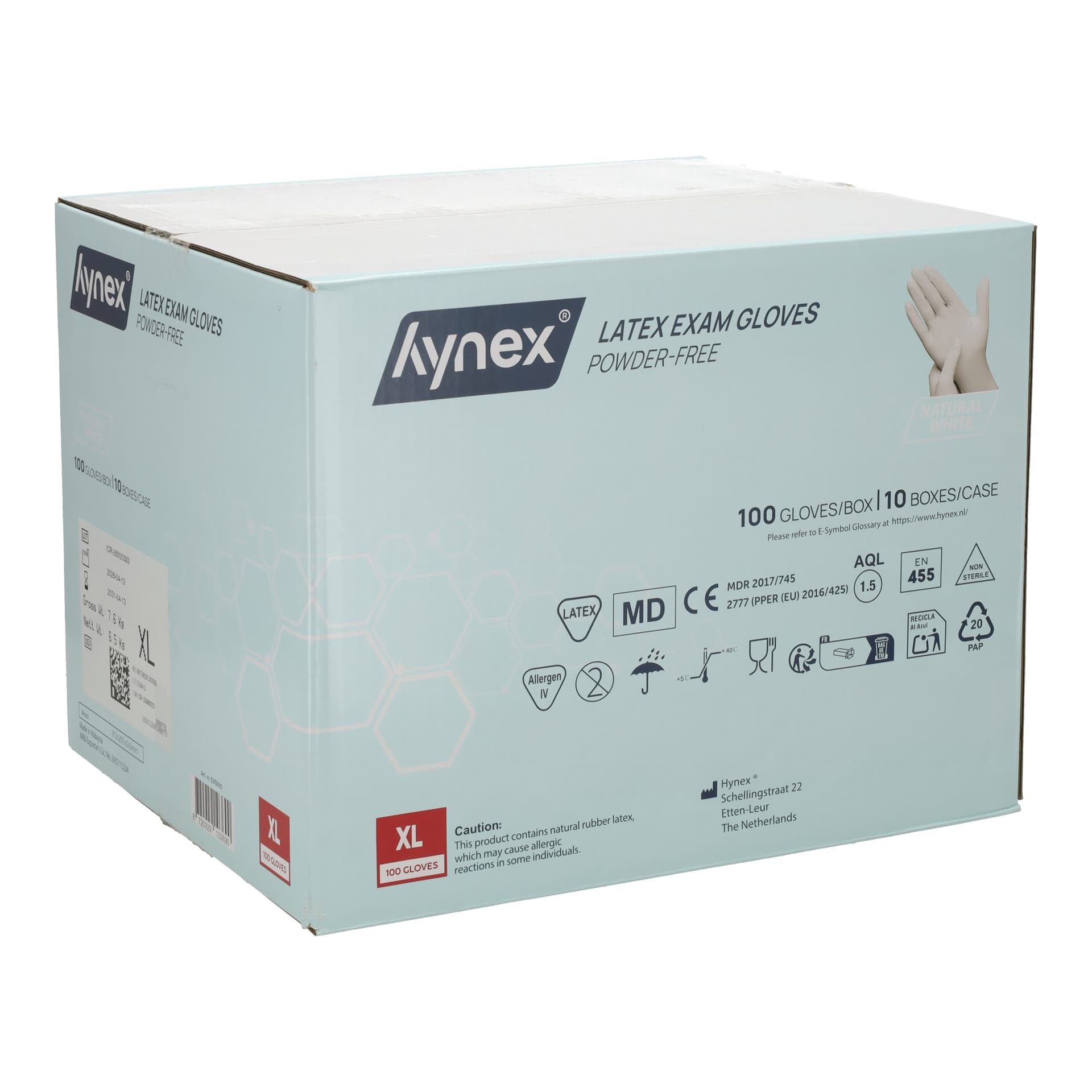 Handschoen Hynex latex XL wit 5gr 100 stuks 4