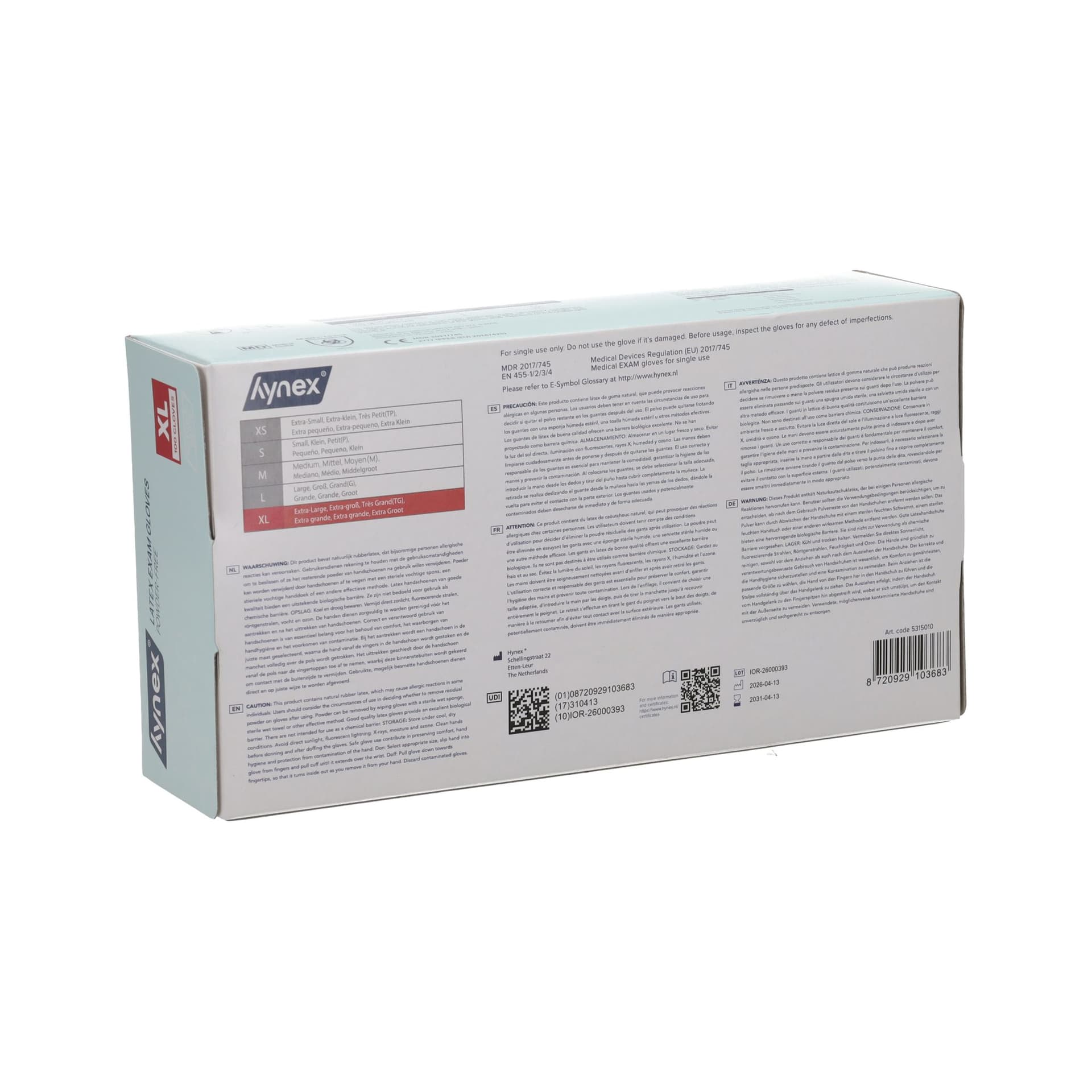 Handschoen Hynex latex XL wit 5gr 100 stuks 6