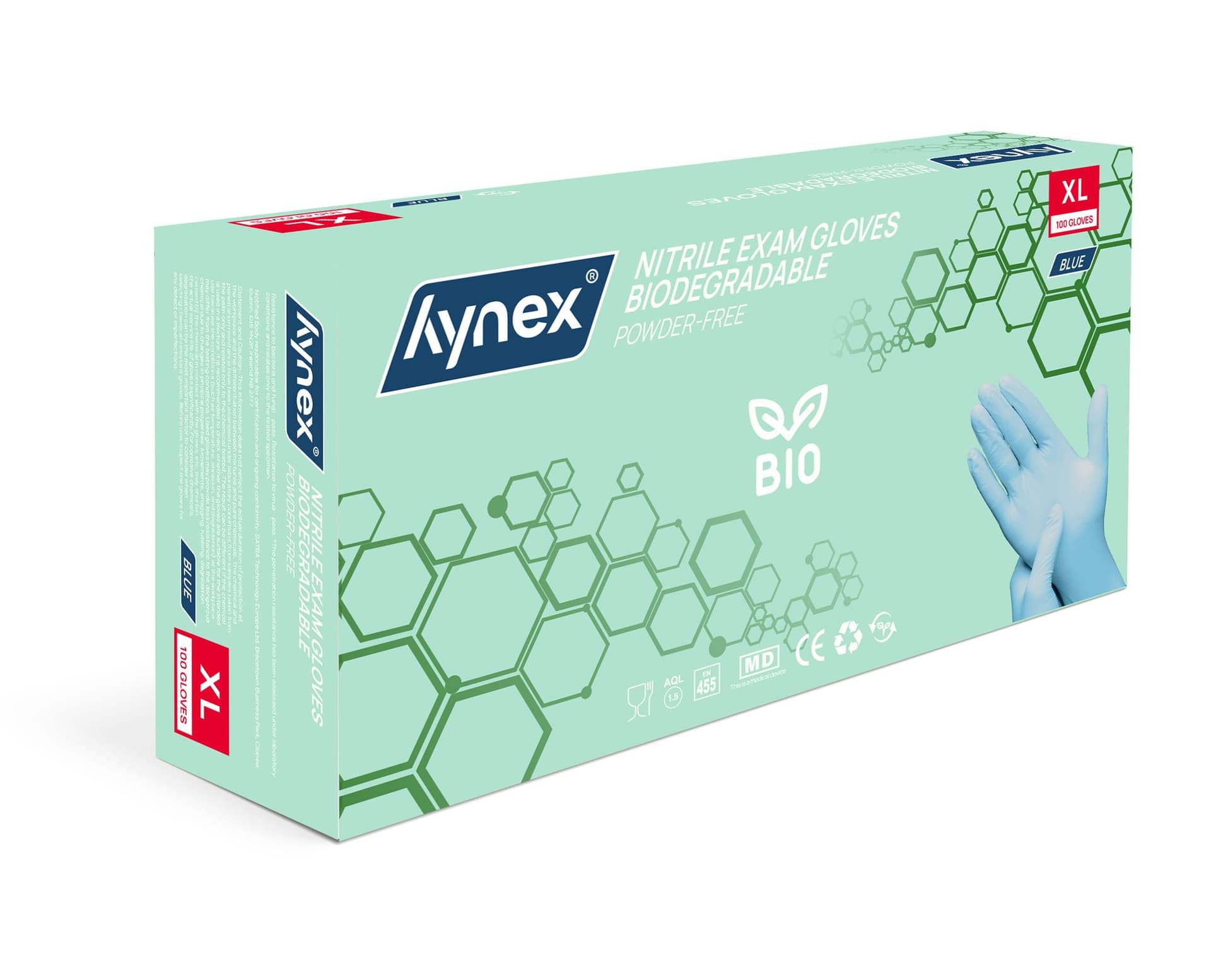 Handschoen Hynex nitril Bio XL blauw 3.5gr 100 stuks 2