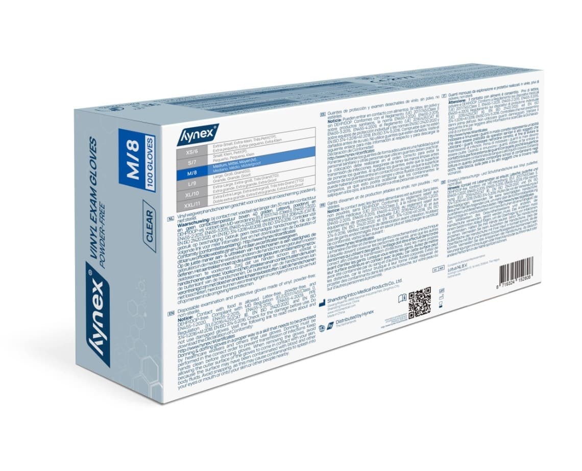 Handschoen Hynex vinyl M transparant 4.5gr 100 stuks 5