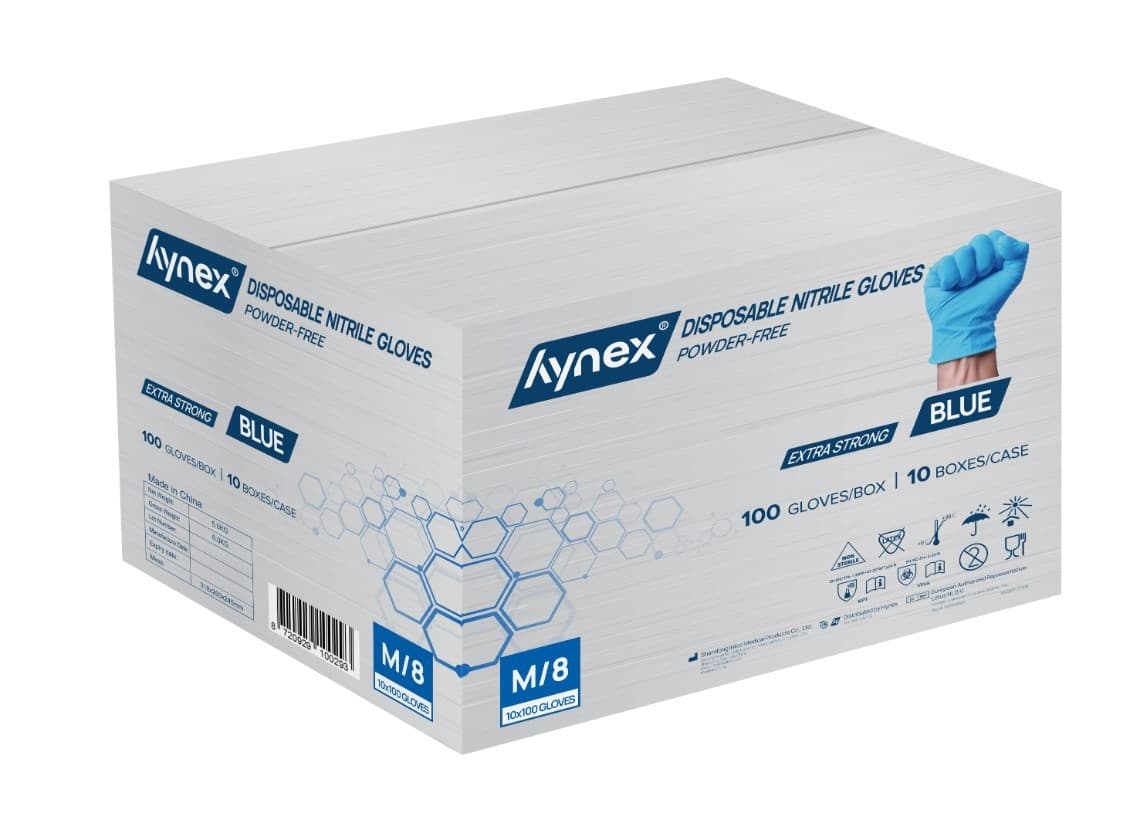 Handschoen Hynex nitril M blauw 5gr extra sterk 100 stuks 4