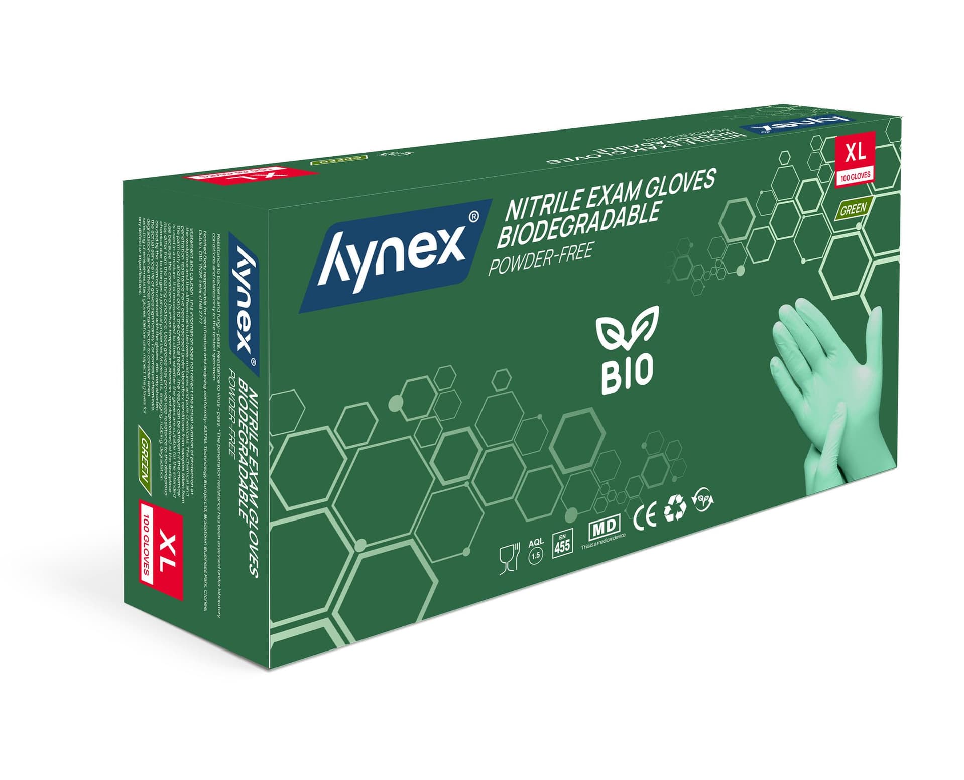 Handschoen Hynex nitril Bio XL groen 3.5gr 100 stuks 2