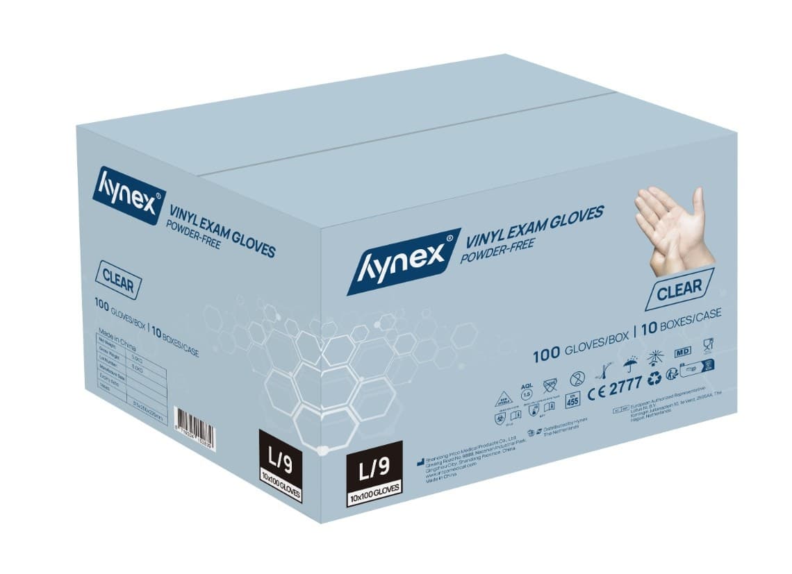 Handschoen Hynex vinyl L transparant 4.5gr 100 stuks 2
