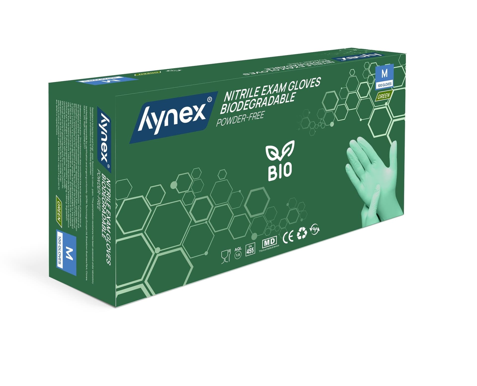Handschoen Hynex nitril Bio M groen 3.5gr100 stuks 2