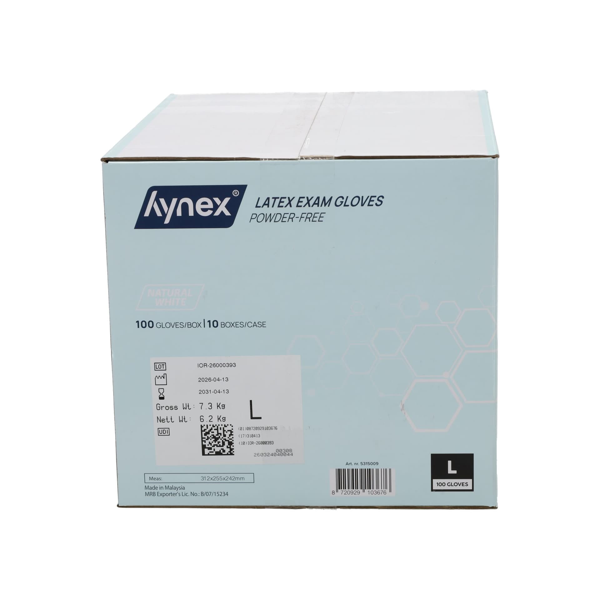 Handschoen Hynex latex L wit 5g 100 stuks 4