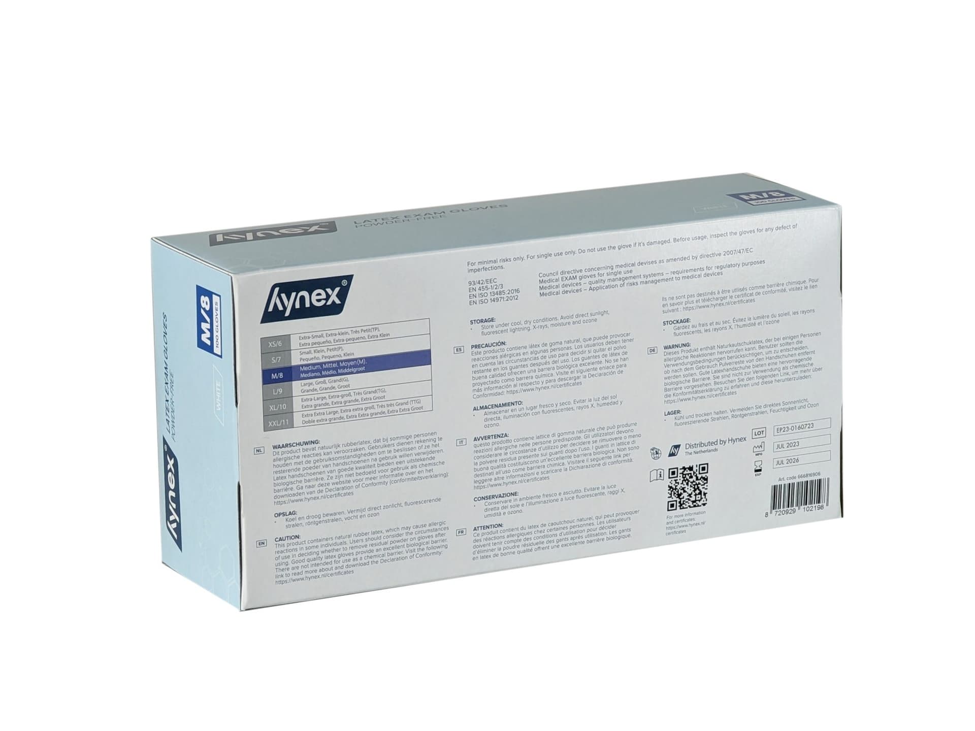 Handschoen Hynex latex M wit 5gr 100 stuks 2