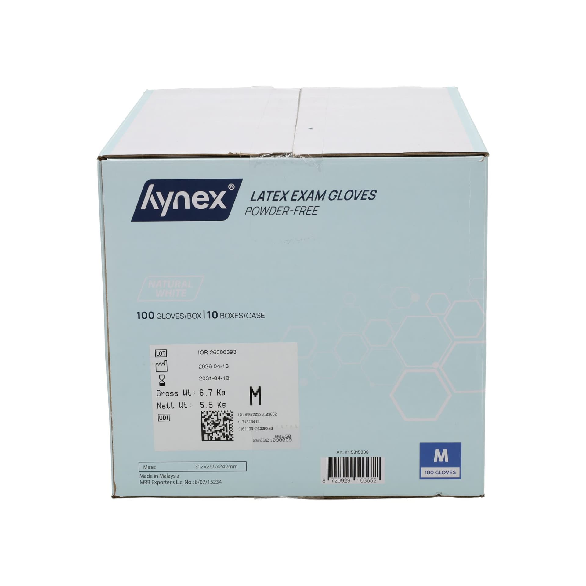 Handschoen Hynex latex M wit 5gr 100 stuks 4