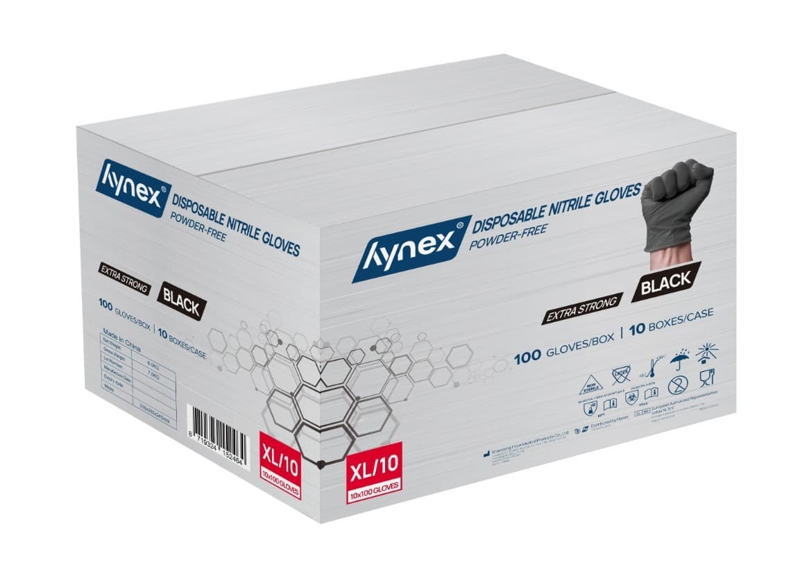 Handschoen Hynex nitril XL zwart 5gr extra sterk 100 stuks 4