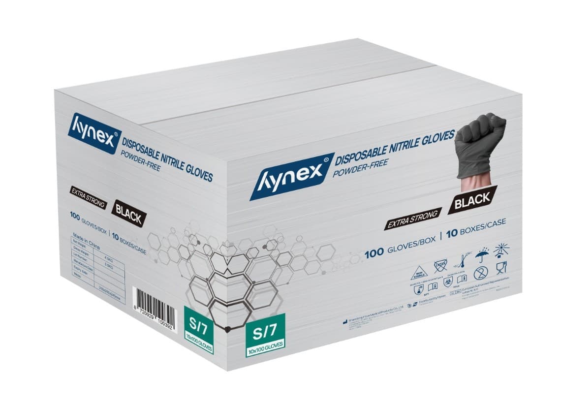 Handschoen Hynex nitril S zwart 5gr extra sterk 100 stuks 4