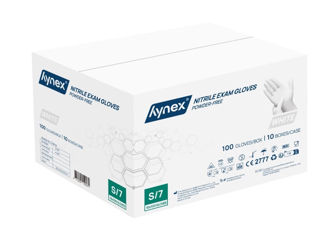 Handschoen Hynex nitril S wit 3.5gr 100 stuks 3