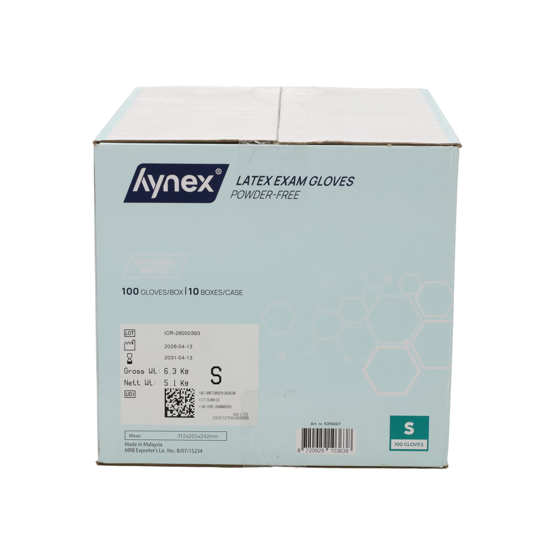 Handschoen Hynex latex S wit 5gr 100 stuks 3