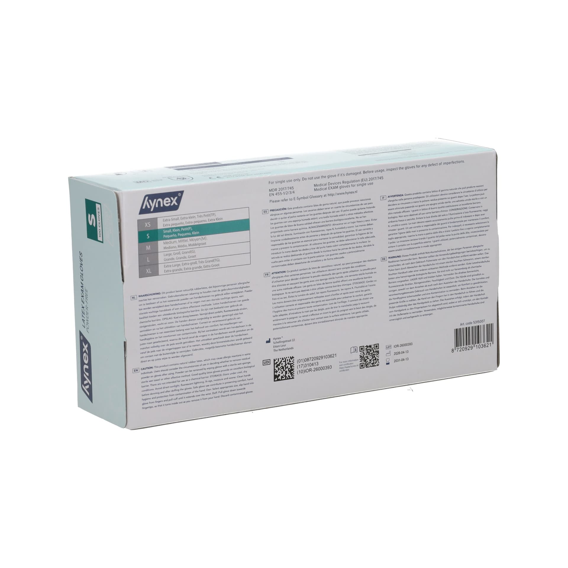 Handschoen Hynex latex S wit 5gr 100 stuks 4