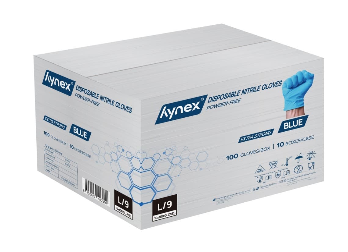 Handschoen Hynex nitril L blauw 5gr extra sterk 100 stuks 4