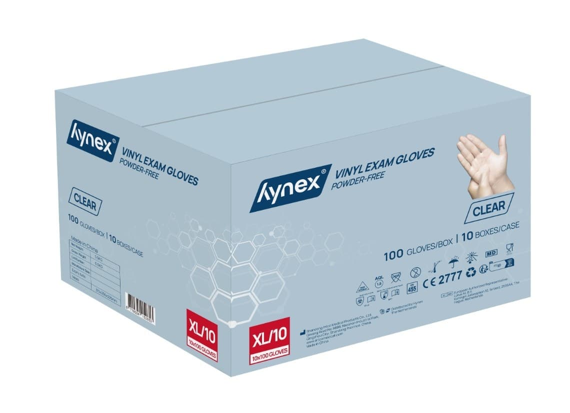 Handschoen Hynex vinyl XL transparant 4.5gr 100 stuks 4