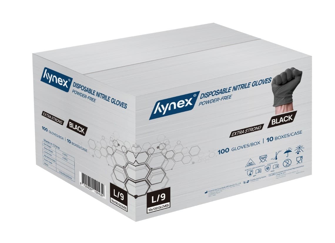 Handschoen Hynex nitril L zwart 5gr extra sterk 100 stuks 4