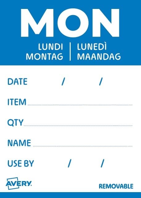 Etiket Avery HACCP maandag-blauw 40x56mm 500 stuks 2