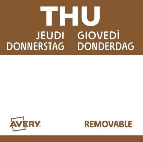 Etiket Avery HACCP donderdag-bruin 25x25mm 1000 stuks 2