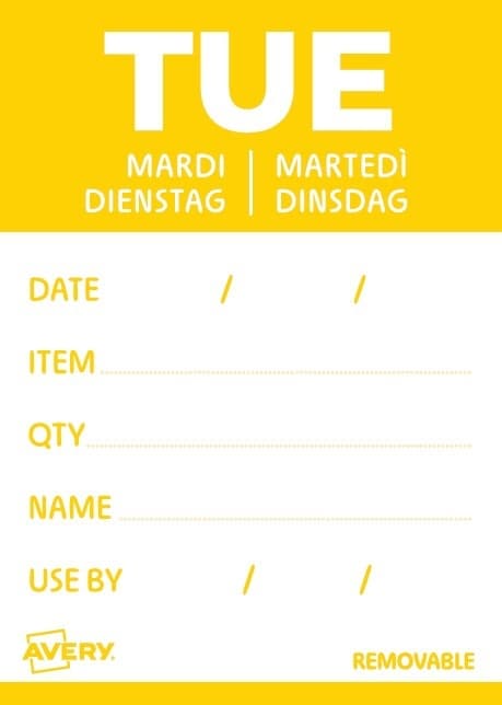Etiket Avery HACCP dinsdag-geel 40x56mm 500 stuks 2