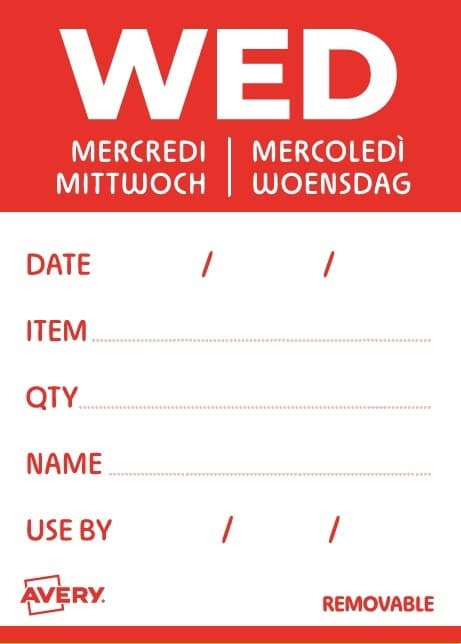 Etiket Avery HACCP woensdag-rood 40x56mm 500 stuks 2