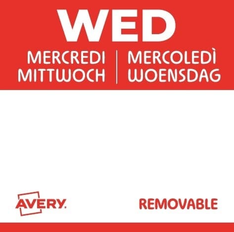 Etiket Avery HACCP woensdag-rood 25x25mm 1000 stuks 2