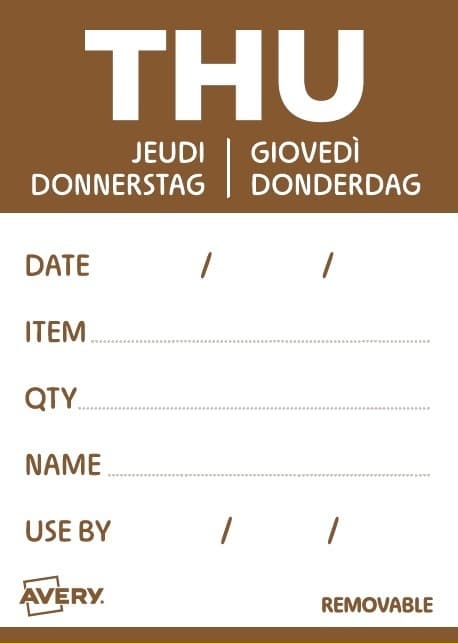 Etiket Avery HACCP donderdag-bruin 40x56mm 500 stuks 2
